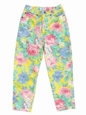 Vintage 90s Country Players Floral Jeans Size 7 High Waist Mom Jeans